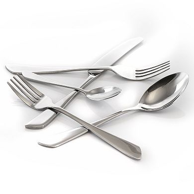 MegaChef Gibbous 20 Piece Flatware Utensil Set, Stainless Steel Silverware Metal in Silver