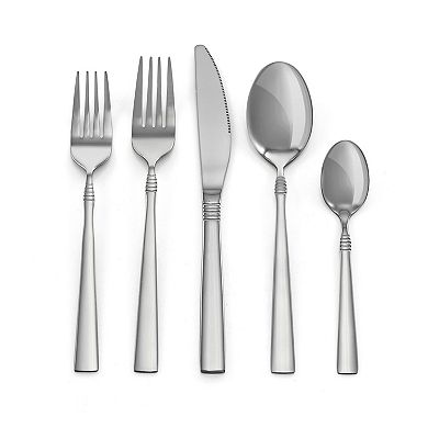 MegaChef Cravat 20 Piece Flatware Utensil Set, Stainless Steel Silverware Metal in Silver