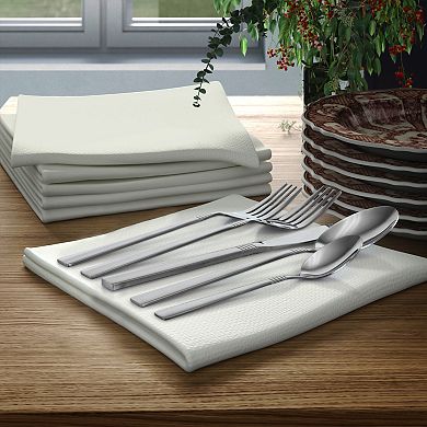 MegaChef Cravat 20 Piece Flatware Utensil Set, Stainless Steel Silverware Metal in Silver