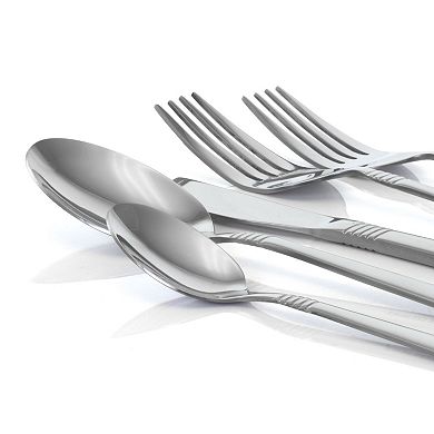 MegaChef Cravat 20 Piece Flatware Utensil Set, Stainless Steel Silverware Metal in Silver