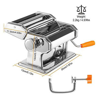 Stainless Steel Pasta Maker Machine Noodle & Fettuccine Roller with 9 Thickness Settings