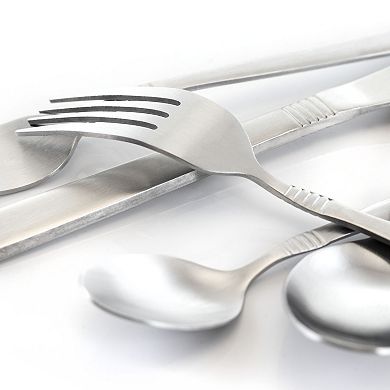 MegaChef Cravat 20 Piece Flatware Utensil Set, Stainless Steel Silverware Metal in Matte Silver