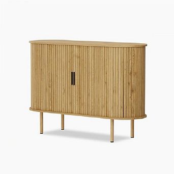 47 Inch Mid Century Modern Sideboard Buffet Cabinet with Sliding Doors & Adjustable Shelves