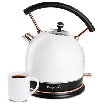 Megachef Pro 1.8 Liter Half Circle Electric Tea Kettle in White