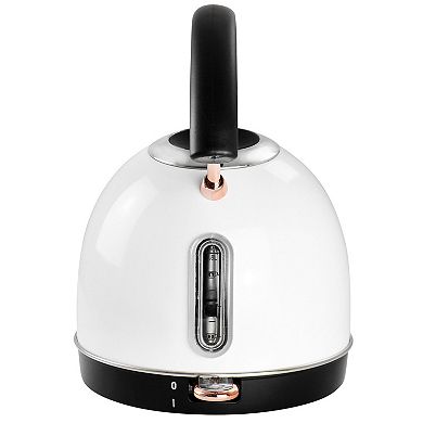 Megachef Pro 1.8 Liter Half Circle Electric Tea Kettle in White