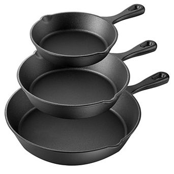Megachef Pro Pre-Seasoned 3 pc Cast Iron Skillet Set