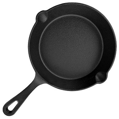 Megachef Pro 8 Inch Round Preseasoned Cast Iron Frying Pan in Black