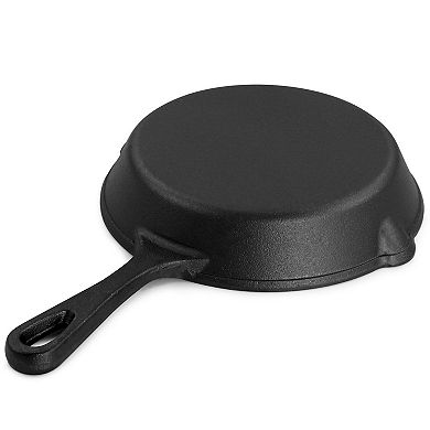 Megachef Pro 8 Inch Round Preseasoned Cast Iron Frying Pan in Black