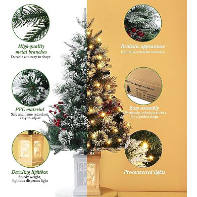 Garvee 3ft Pre-Lit Xmas Christmas Tree -Deer lightbox Box, 78 White LEDs, 8 Modes, Timer