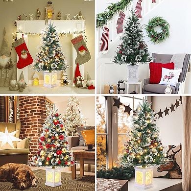 Garvee 3ft Pre-Lit Xmas Christmas Tree -Deer lightbox Box, 78 White LEDs, 8 Modes, Timer