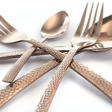 MegaChef Baily 20 Piece Flatware Utensil Set, Stainless Steel Silverware Metal in Rose Gold