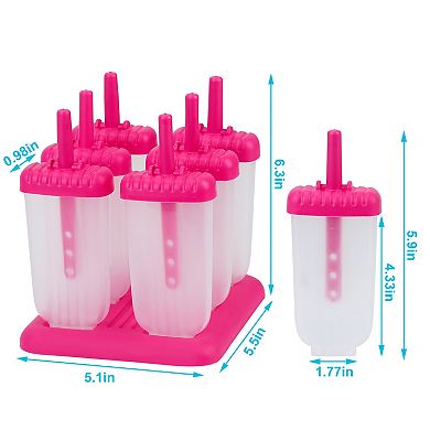 6-Piece Reusable Popsicle Molds DIY Ice Cream & Ice Pop Maker for Homemade Snacks