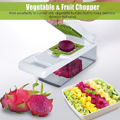 12-in-1 Vegetable Chopper with Container, Slicer, Dicer & Grater for Kitchen
