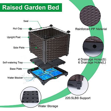 Raised Garden Bed Planter Box with Self-Watering System for Vegetables, Flowers & Herbs