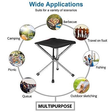 Portable Foldable Camping Stool Lightweight Chair for Hiking, Fishing, BBQ & Travel