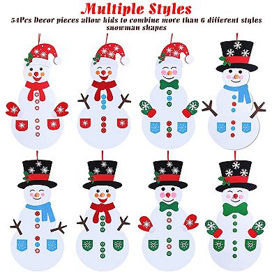 DIY Felt Christmas Snowman Set with 54 Detachable Ornaments, Toddler-Friendly Xmas Decoration
