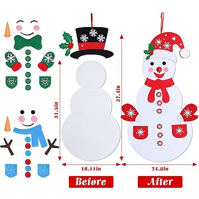 DIY Felt Christmas Snowman Set with 54 Detachable Ornaments, Toddler-Friendly Xmas Decoration
