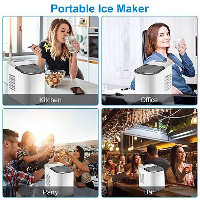 Electric Countertop Ice Maker with Self-Cleaning, 33LBS/24H, Bullet Ice Machine for Home & Office