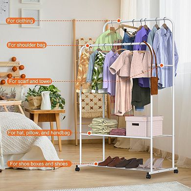Garment Hanging Rack with Rolling Wheels