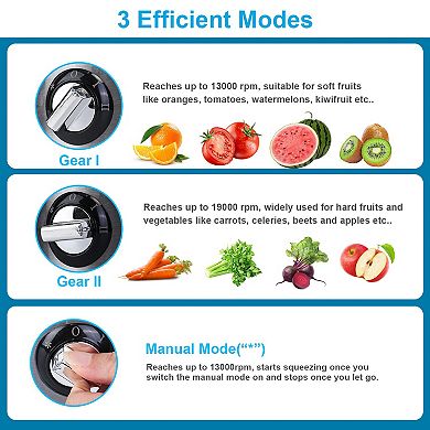1000W Centrifugal Juicer with 2 Speeds, Wide Feed Chute & Pulp Collector