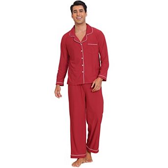 Men's Matching Button Down Long Sleeve Top with Pants Family Pajama Sets