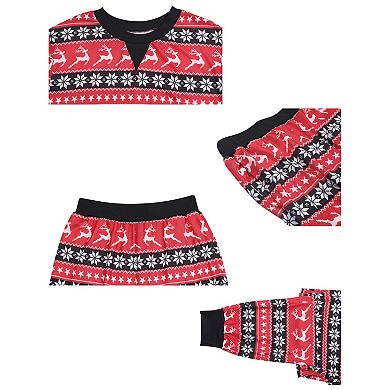 Men's Christmas Family Matching Pajama Set Long Sleeve Elk Snow Striped Xmas Party Lounge Set