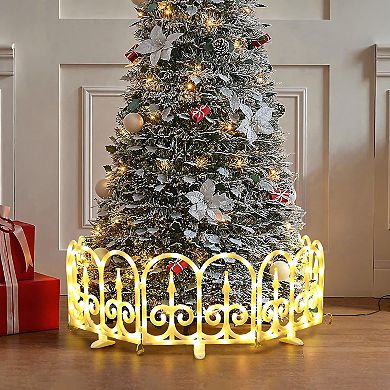 LuxenHome 8-Piece Light Show Arched Fence Design Outdoor Decoration