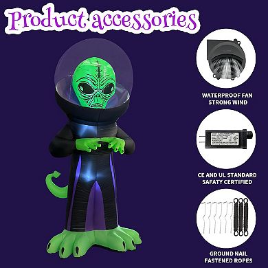 GOOSH 9FT Inflatable Alien with Space Helmet Light-Up Halloween Yard Decoration