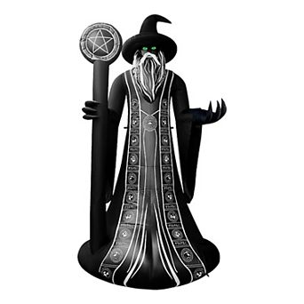 GOOSH 8.5FT Inflatable Wizard with Staff Light-Up Halloween Yard Decoration