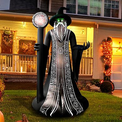 GOOSH 8.5FT Inflatable Wizard with Staff Light-Up Halloween Yard Decoration