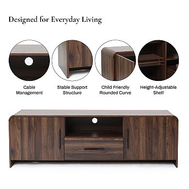 LuxenHome 69" Mid-Century Modern TV Stand for TVs up to 75", TV Console for Living Room, Bedroom