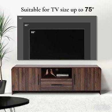 LuxenHome 69" Mid-Century Modern TV Stand for TVs up to 75", TV Console for Living Room, Bedroom