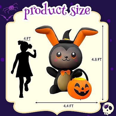 GOOSH 5FT Inflatable Halloween Bunny with Pumpkin Light-Up Yard Decoration