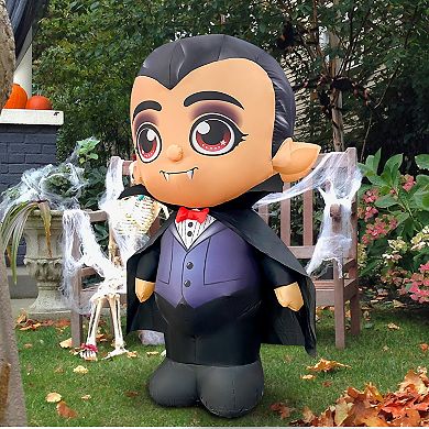 GOOSH 5FT Inflatable Vampire with Cape Light-Up Halloween Yard Decoration