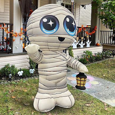 GOOSH 5.2FT Inflatable Cute Mummy with Lantern Light-Up Halloween Yard Decoration