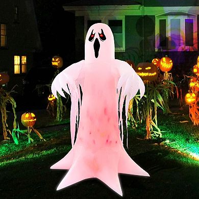GOOSH 8.2FT Animated Inflatable Ghost with Red LED Lights Spooky Halloween Yard Decoration