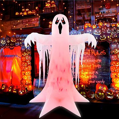 GOOSH 8.2FT Animated Inflatable Ghost with Red LED Lights Spooky Halloween Yard Decoration