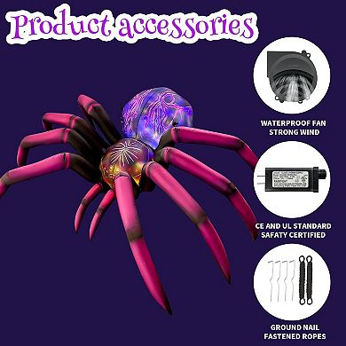 GOOSH 9FT Inflatable Halloween Spider Light-Up Creepy Yard Decoration