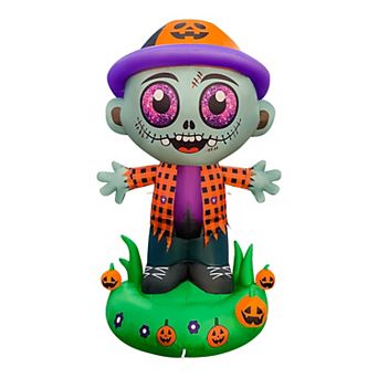 GOOSH 5.2FT Inflatable Zombie with Pumpkin Hat Light-Up Halloween Yard Decoration
