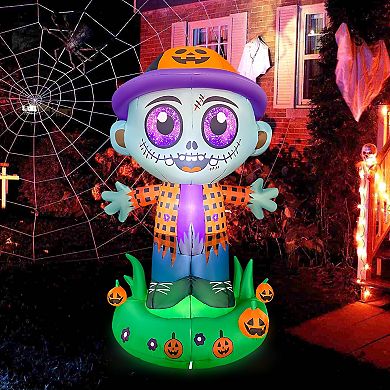 GOOSH 5.2FT Inflatable Zombie with Pumpkin Hat Light-Up Halloween Yard Decoration
