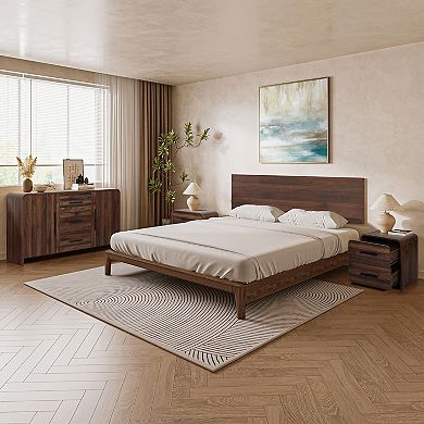 LuxenHome Walnut Finish 2-Drawer Nightstand & End Table, Engineered Wood with Rounded Corners