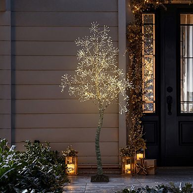 LuxenHome 5.9 Pre-Lit Birch Artificial Tree with Realistic Faux Tree Trunk