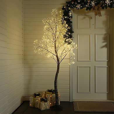 LuxenHome 5.9 Pre-Lit Birch Artificial Tree with Realistic Faux Tree Trunk
