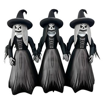 GOOSH 7FT Inflatable Trio of Pumpkin Witches Light-Up Halloween Yard Decoration