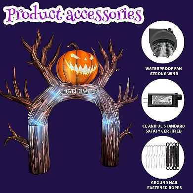 GOOSH 12FT Inflatable Halloween Arch with Pumpkin Light-Up Yard Decoration