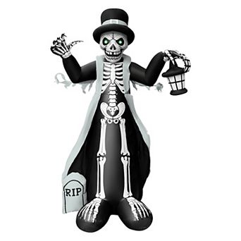 GOOSH 8.2FT Inflatable Skeleton with Top Hat and Lantern Light-Up Halloween Yard Decoration