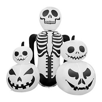 GOOSH 6FT Inflatable Skeleton with Pumpkins Light-Up Halloween Yard Decoration
