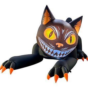 GOOSH 7.4FT Animated Inflatable Halloween Black Cat Light-Up Yard Decoration