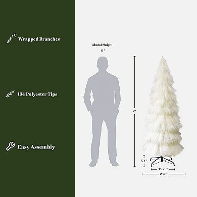 LuxenHome 6Ft Holiday Artificial Pampas Grass Tree in Natural Ivory
