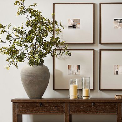 LuxenHome Rustic Ceramic Vase, 12.4" Tall Terracotta Pot with Earthy Gray-Brown Finish, Handcrafted